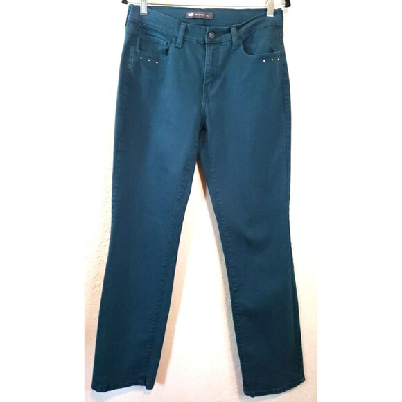 Levi's 505 Straight Leg Womens Jeans Dark Teal Green Size 8 Mid Rise - Picture 1 of 11